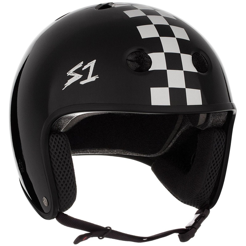 S-One Helmet Retro Lifer Black Matte/White Checkers Checkerboard XS