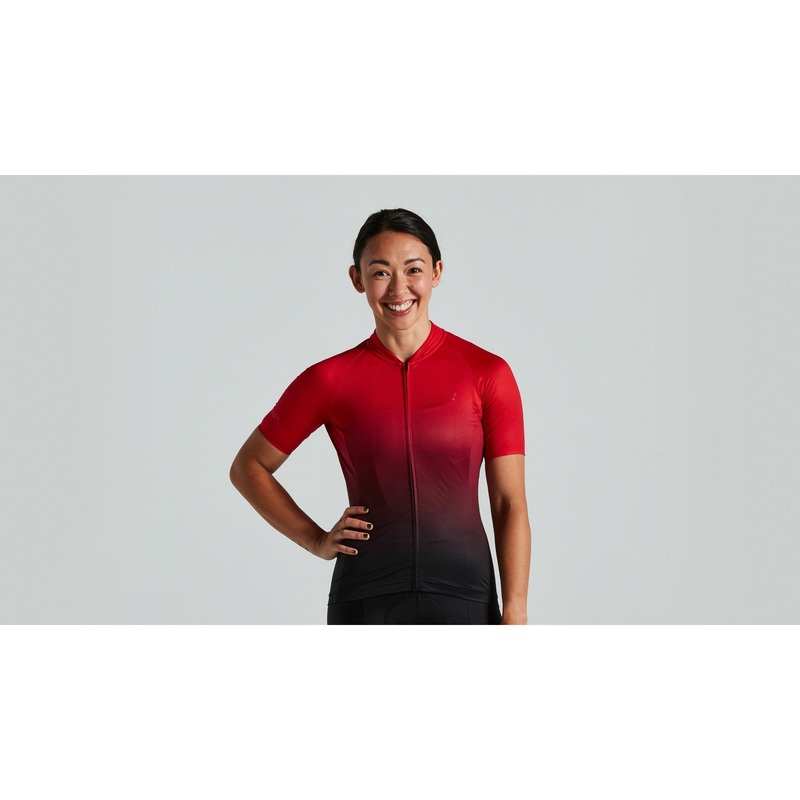 Women’s SL Air Short Sleeve Jersey – Sagan Collection: Deconstructivism Red/Black Fade XS