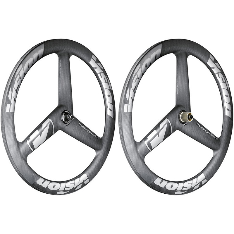 Vision Metron 3-Spoke Wheelset Tubeless 700c 3-Spoke Aero Design Disc Brake Center Lock Rotor Mount  BLK