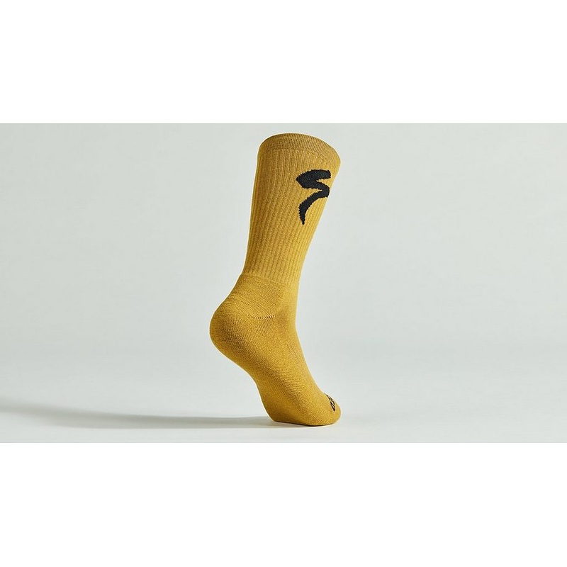 Specialized merino midweight tall logo sock harvest gold l