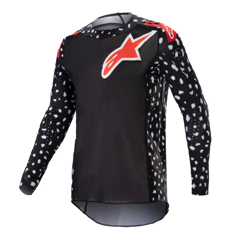 Alpinestars Youth Racer North BMX Race Jersey-Black/Neon Red Youth Small