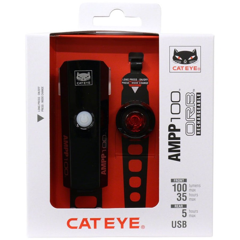 AMPP100 ORB Headlight/Taillight Set – Rechargeable, Black