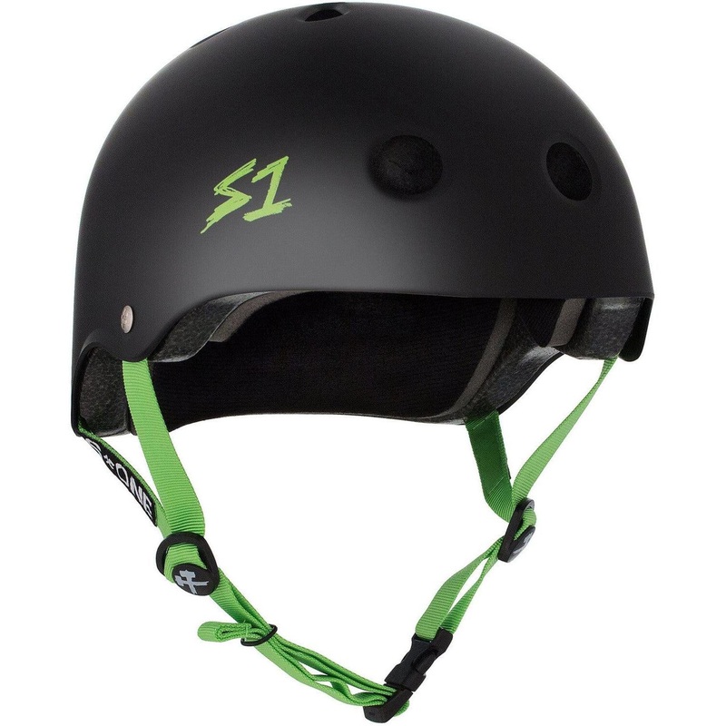 S-One Helmet Lifer / Black Matte/Green Straps Black XS