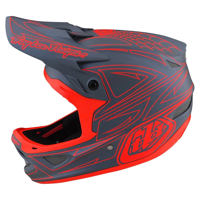 Troy Lee Designs D3 Fiberlite Spiderstripe BMX Race Helmet-Gray/Red Large