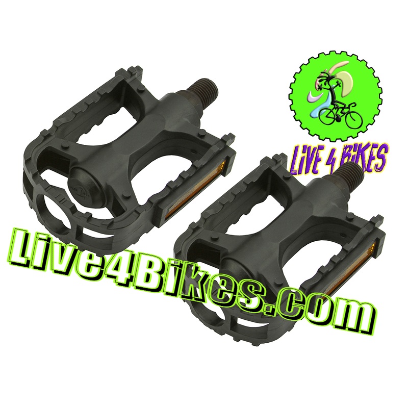 1/2 in Pedals Plastic 1/2 for Kids , beach cruiser 1 piece crank Bikes – Live 4 Bikes black 1/2″