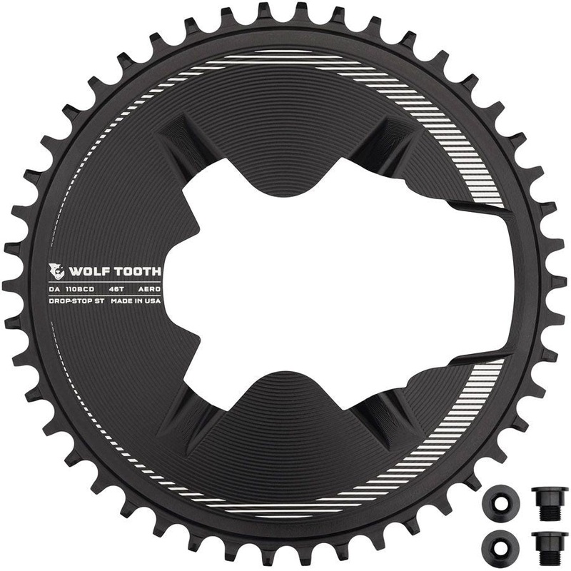 Aero Direct Mount 1x Chainring for 12-Speed Dura-Ace R9200 Cranks Aero Direct Mount 1x Chainring – 46t, 4-Bolt, Drop-Stop ST, Compatible with Shimano Dura-Ace R9200/R9200-P Only, Black