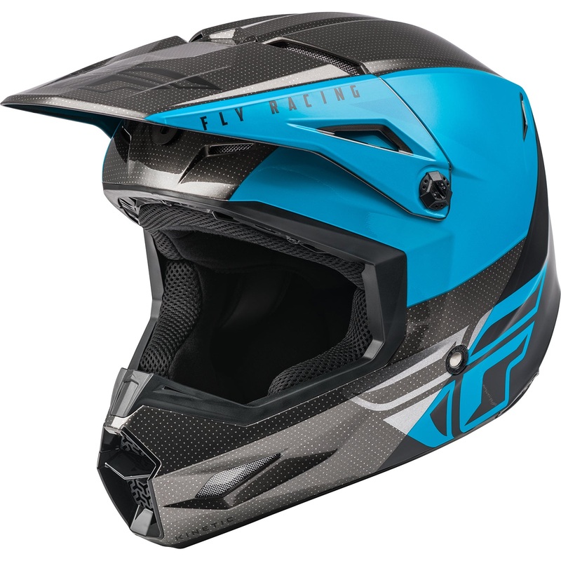Fly Racing Kinetic Straight Edge BMX Race Helmet-Blue/Grey/Black Large
