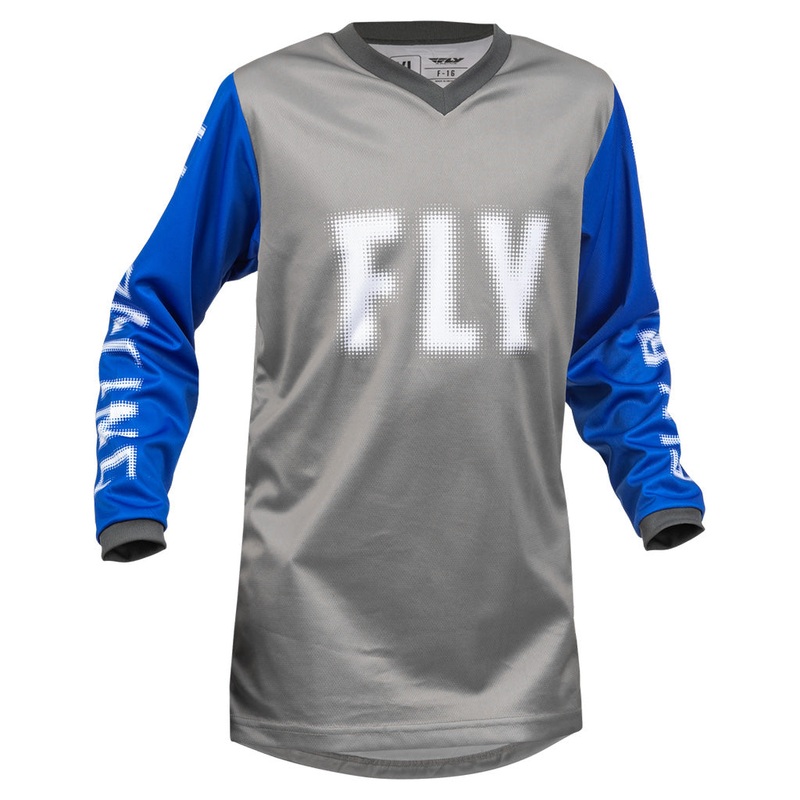 Fly Racing F-16 BMX Race Jersey- Grey/Blue Youth Small