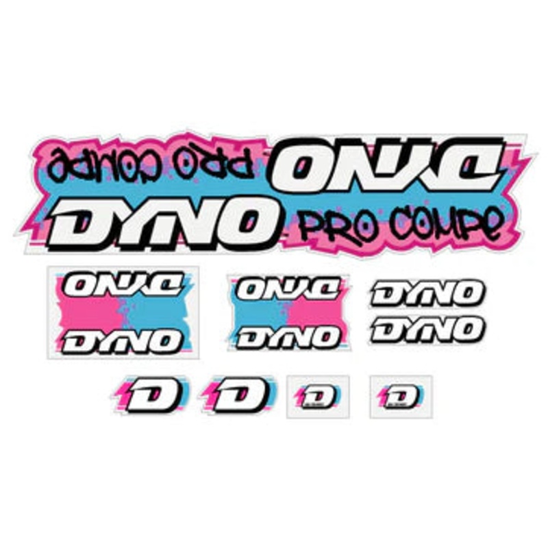 1988 DYNO Pro Compe Decal Set Blue / Pink with Clear Background