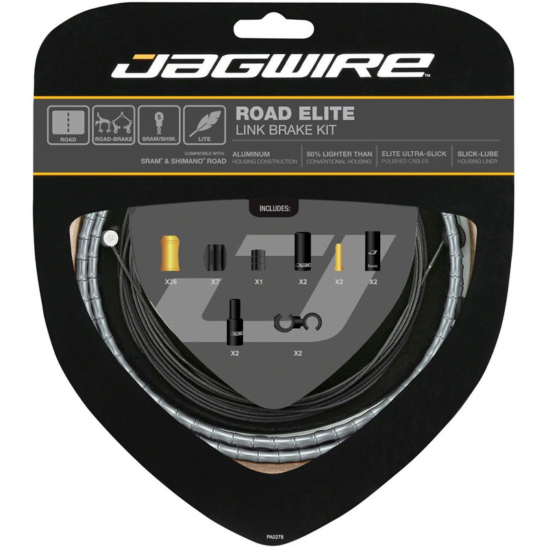 Road Elite Link Brake Cable Kit SRAM/Shimano Ultra-Slick Uncoated Cables Gray