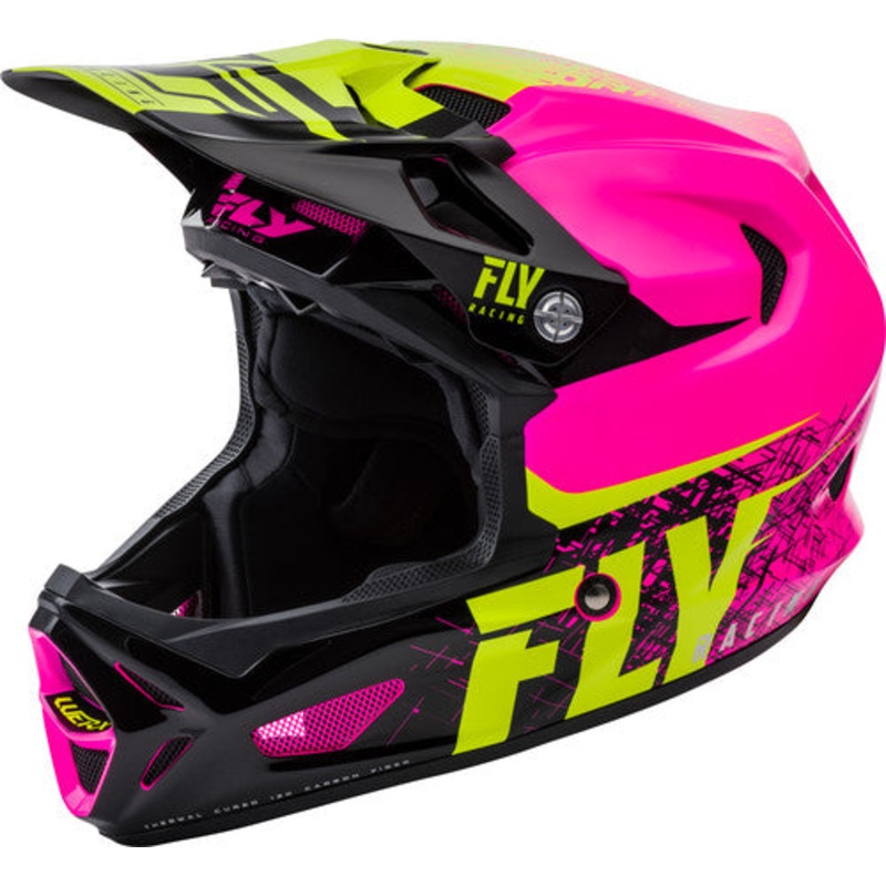 Fly Racing Werx Carbon Imprint Helmet-Neon Pink/Hi-Vis X-Small