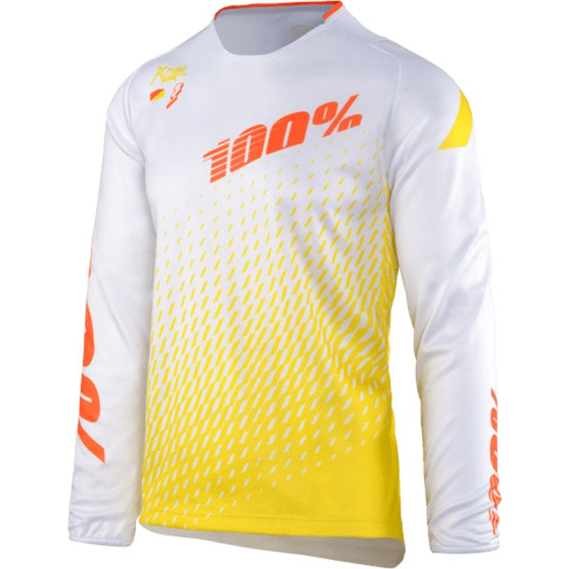 100% R-Core Downhill BMX Race Jersey-Supra White Adult Small