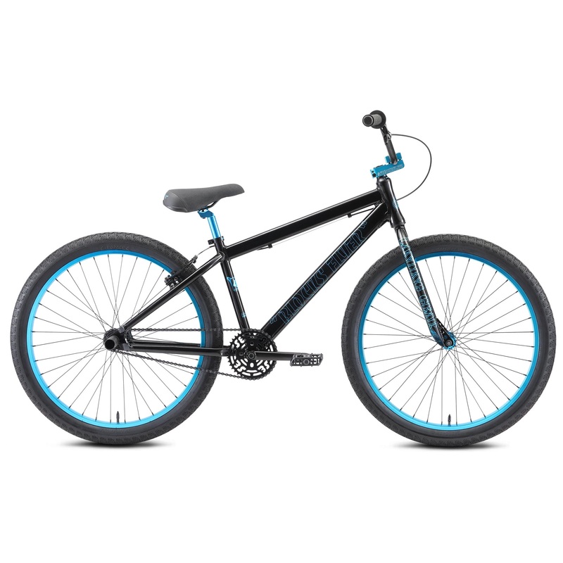 SE Bikes Blocks Flyer 26″ BMX Freestyle Bike-Stealth Mode Black/Blue Ano