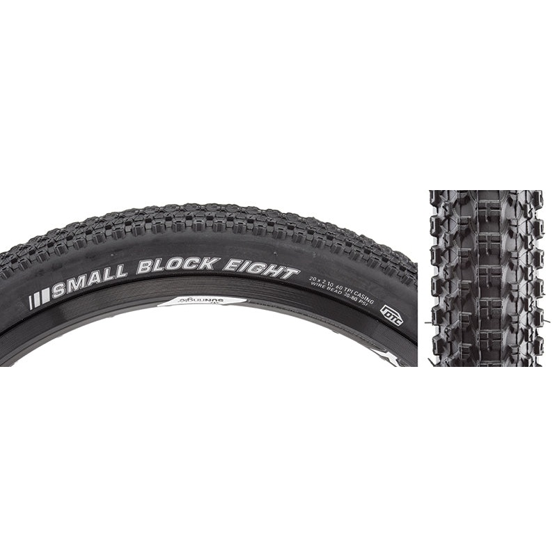 Small Block 8 Tire 20×2.10 Wire Clincher DTC 60TPI Black 20 x 2.1″
