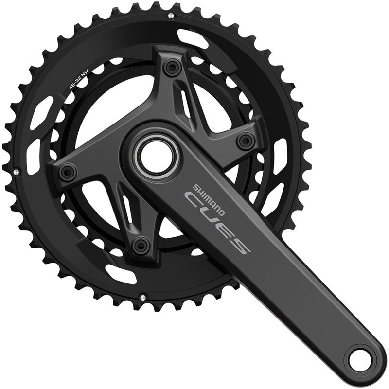 Shimano CUES FC-U6030-2 Crankset – 165mm, 9/10-Speed, 50/34t, Asymmetric 110 BCD, Black