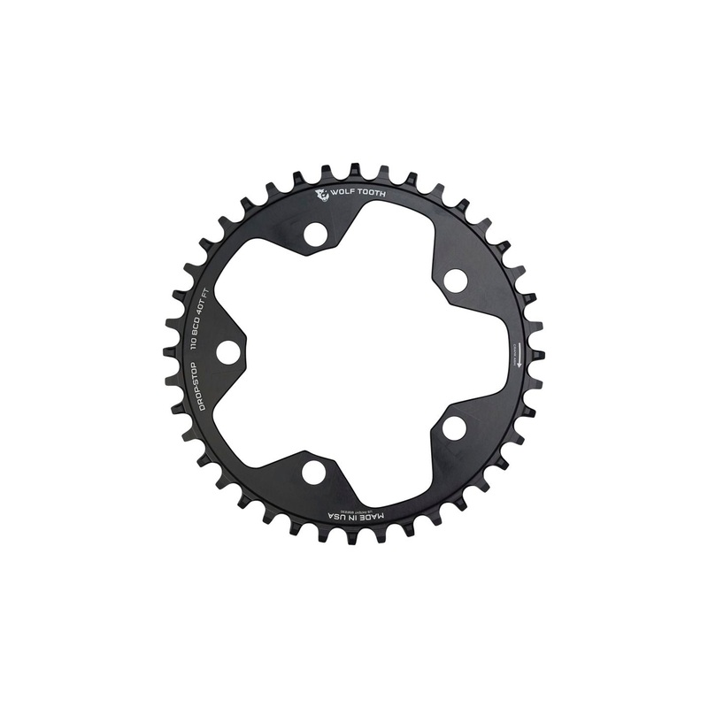 Wolf Tooth 110 BCD Cyclocross Road Chainring – 42t 110 BCD 5-Bolt Drop-Stop 10/11/12-Speed Eagle Flattop Compatible BLK
