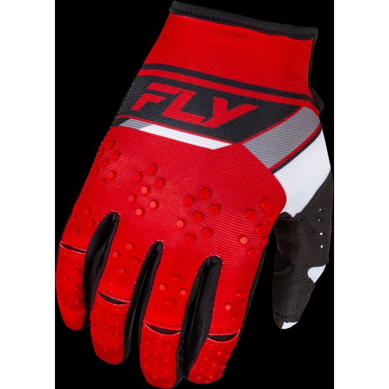 FLY RACING Youth Kinetic Prix Gloves Red/Grey/White Yl