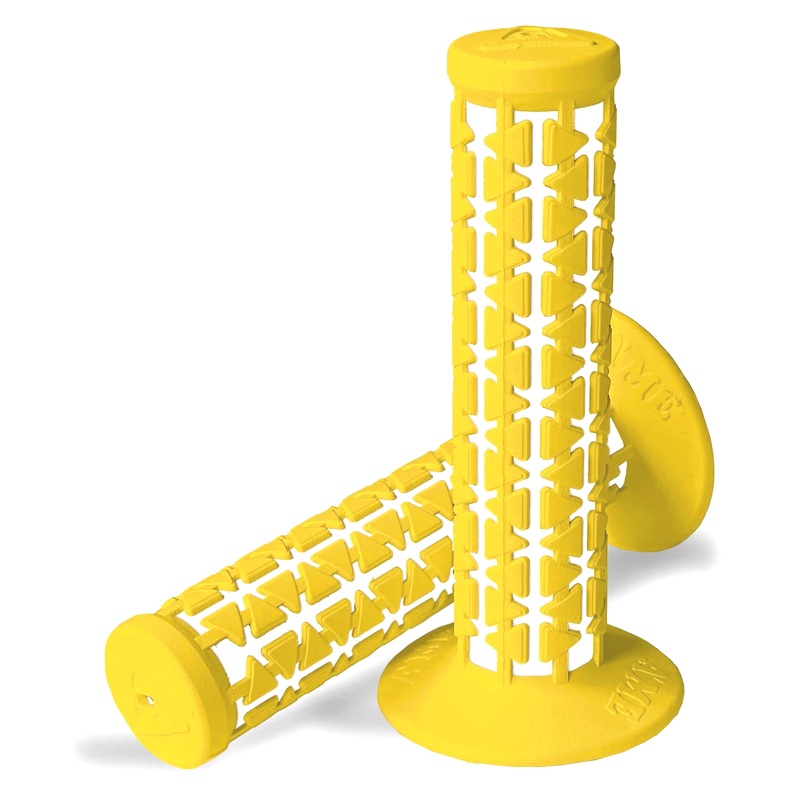 AME Dual BMX Grips – Flanged – Yellow over White – Made in the USA