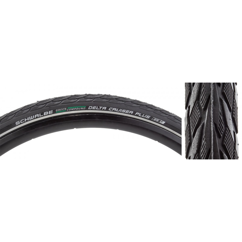 Tire Swb Delta Cruiser Plus 700X32 Active Twin Gn-Guard Black/Bk/Ref Gn-Compound E25 Wire