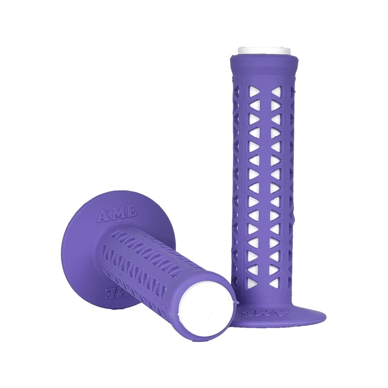AME Unitron re-issue retro BMX grips – Flanged – Lavender over White – Made in the USA