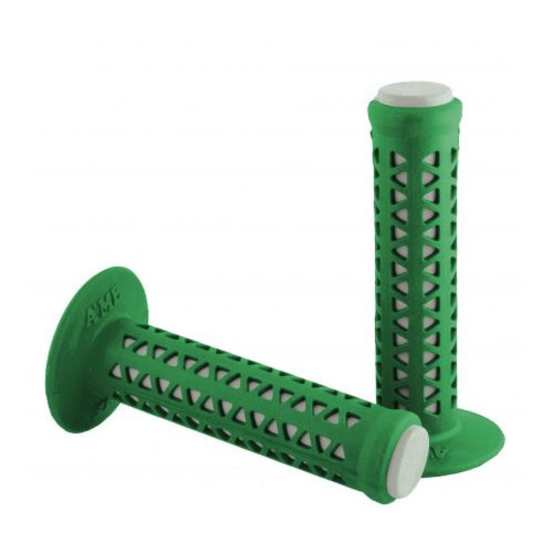 AME Unitron re-issue retro BMX grips – Flanged – Green over White – Made in the USA