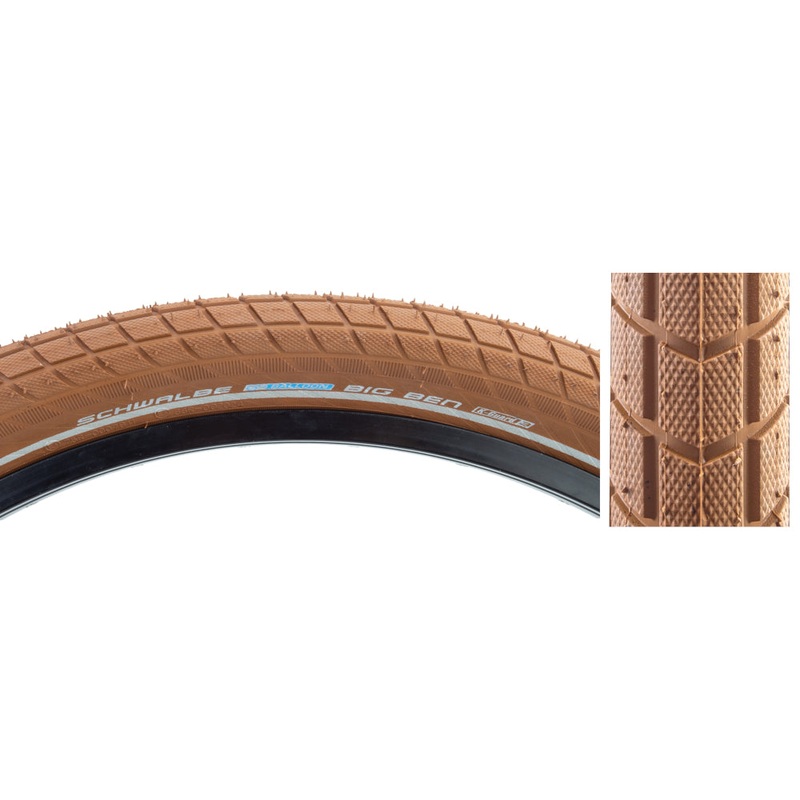 700x38c Schwalbe Little Big Ben Active Twin K-Guard Bicycle Tire – Brown w/ Reflective Stripe