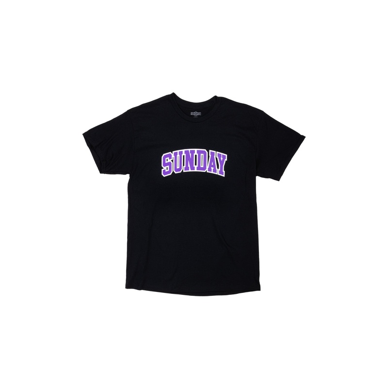 Sunday Blockhead Tee (Black w/ Purple+White Ink) Small