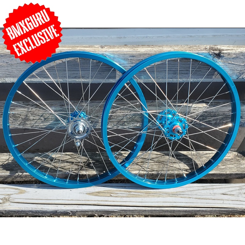 20″ 7X style Coaster Brake BMX Wheelset – Pair – Blue Anodized