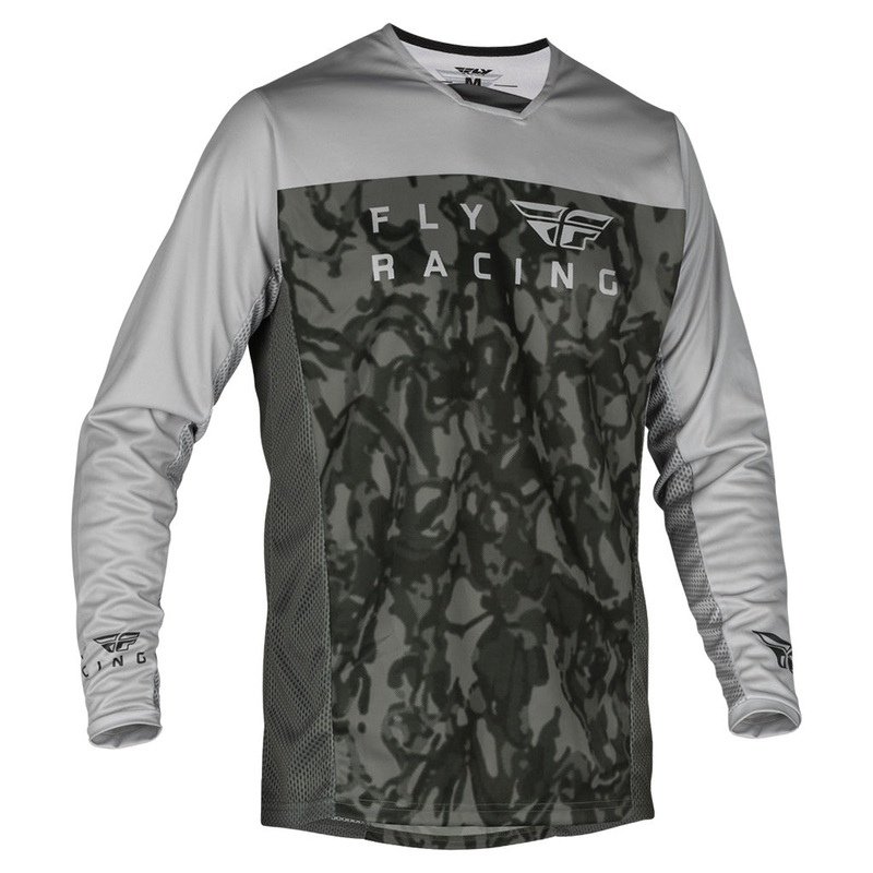 Fly Racing Radium BMX Race Jersey-Dark Grey Camo/Grey Youth Medium