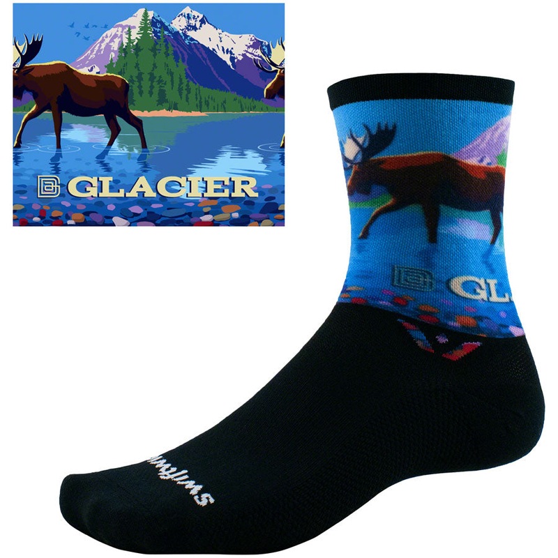 Swiftwick Vision Impression National Park Crew Socks – 6″ Glacier Large