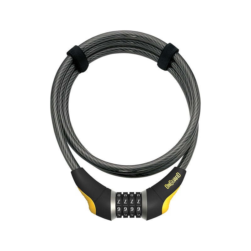 OnGuard Akita Resettable Combo Cable Lock: 6′ x 10mm Gray/Black/Yellow