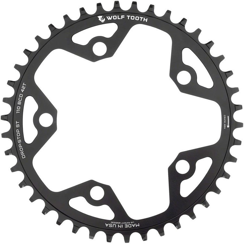 110 BCD 5-Bolt Gravel/CX/Road Chainring for 12-Speed Shimano HG+ Chain 110 BCD Gravel, CX and Road Chainring – 42t, 110 BCD, 5-Bolt, Drop-Stop ST, For Shimano HG+ and KMC 12-Speed Chains, Black