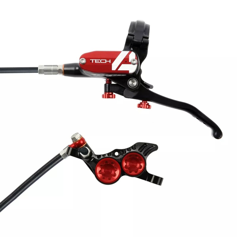 Hope Tech 4 V4 Disc Brake and Lever Set – Front Hydraulic Post Mount Red
