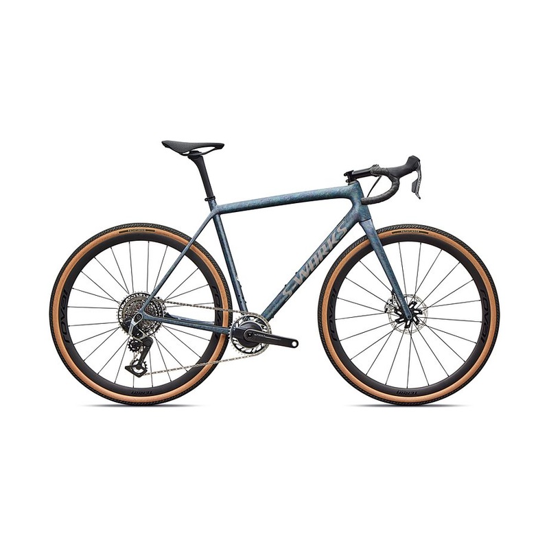 2026 Specialized Crux S-Works Bike Satin Gray Blue Fjord Metallic Desert Metallic 58