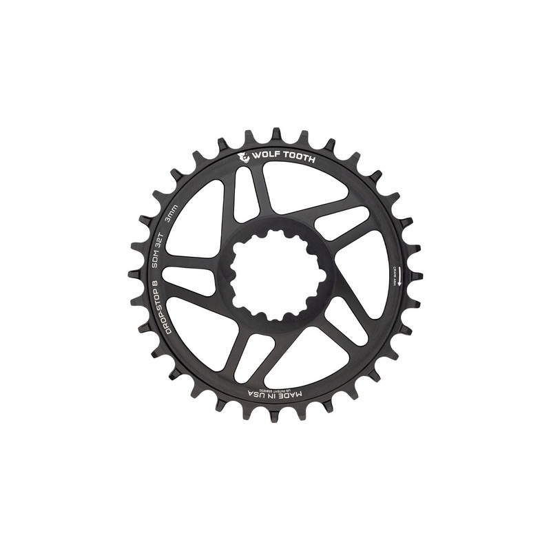 Wolf Tooth Direct Mount Chainring – 32t SRAM Direct Mount Drop-Stop B For SRAM 3-Bolt Boost Cranks 3mm Offset BLK