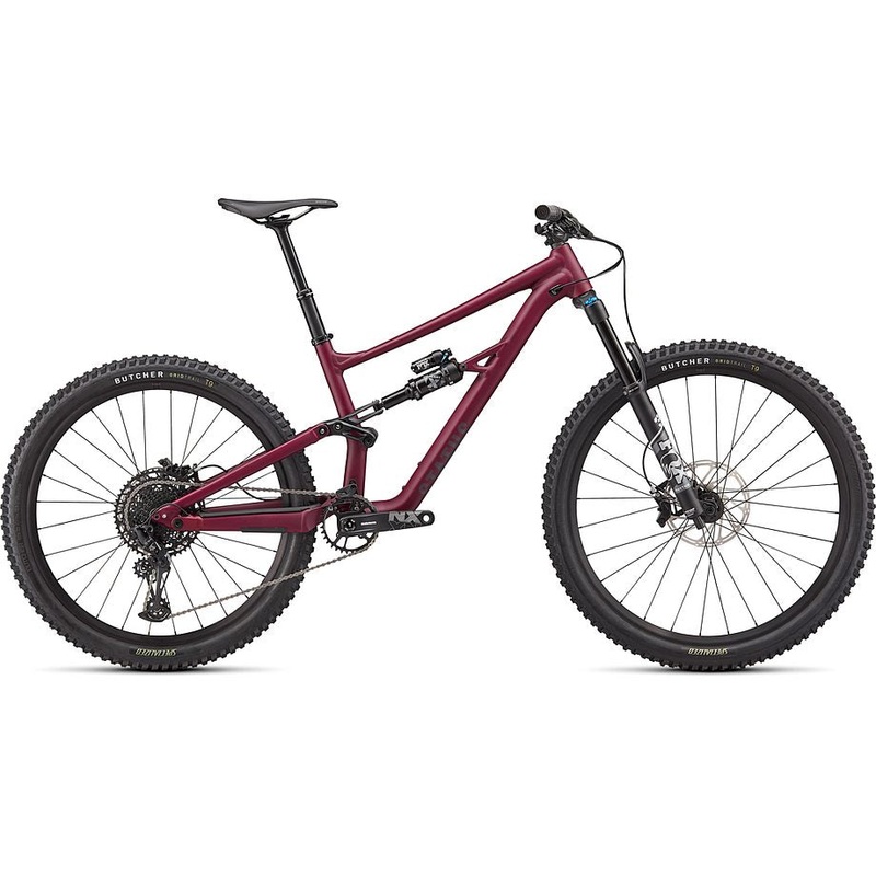 2022 Specialized status 140 bike satin raspberry / cast umber s2
