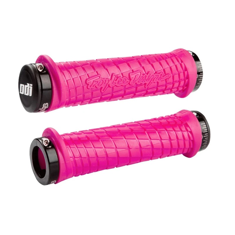 ODI Troy Lee Designs Lock-On BMX Grips – Pink w/ Black clamps – USA Made