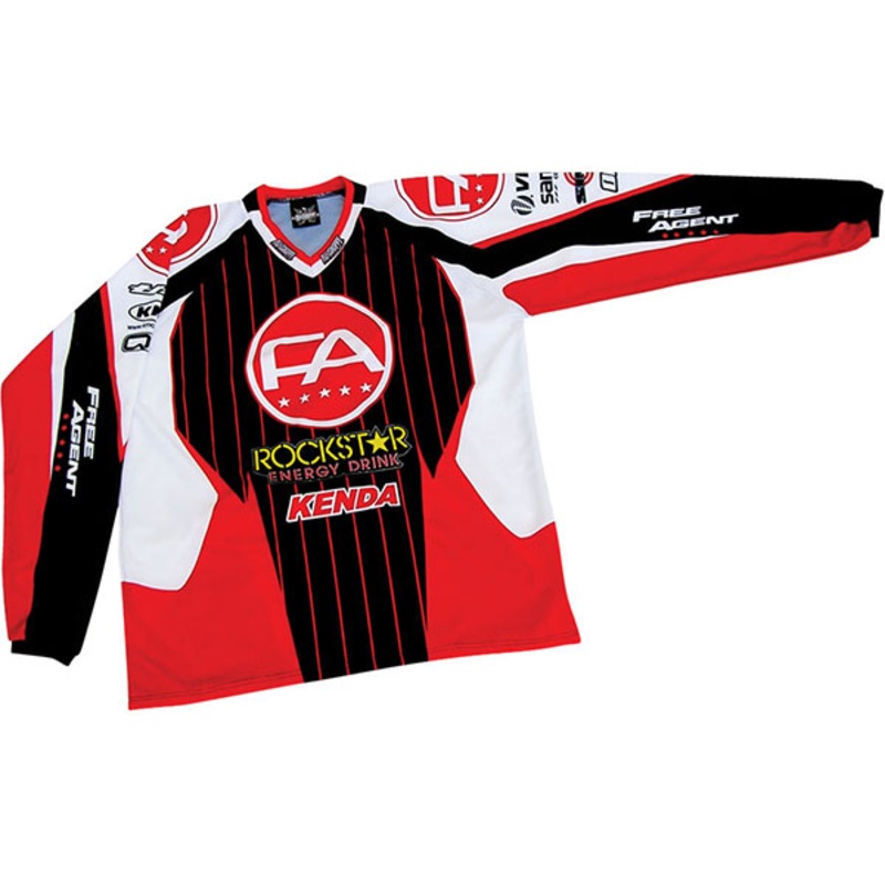 Free Agent Longsleeve Team BMX Race Jersey-Red/White/Black Youth Small