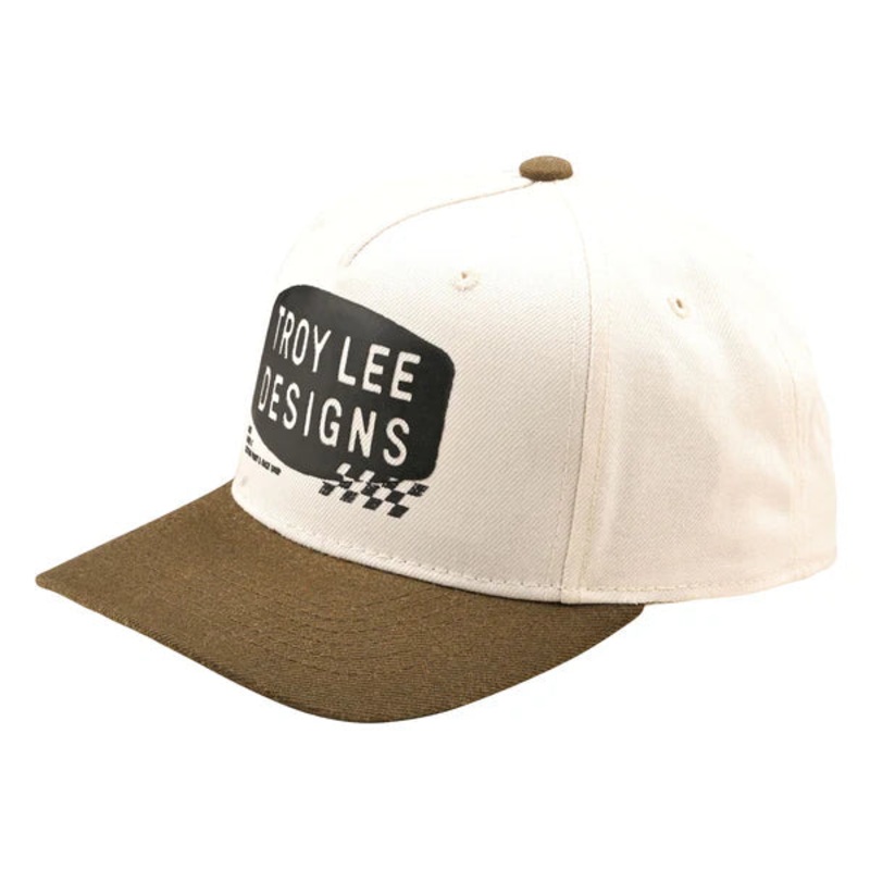 Troy Lee Designs Curved Stamp Snapback Hat-OSFM-Vintage White/Olive