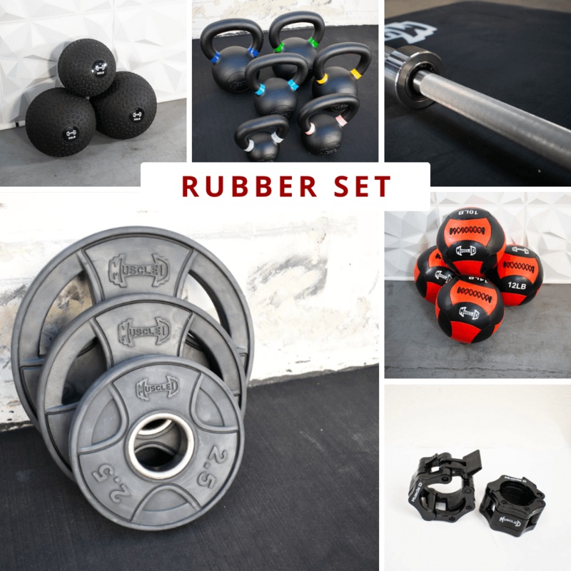 Advanced Strength Training Kit – Hard Chrome Bar Rubber Plate Set