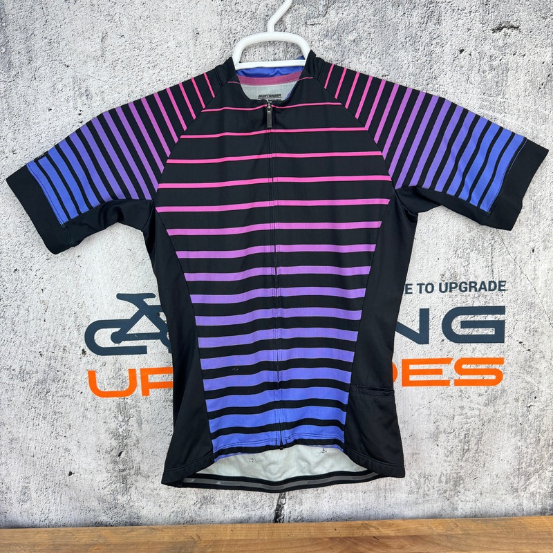 Bontrager Trek Black/Purple Stripped Women’s Small Cycling Jersey w/ Pockets