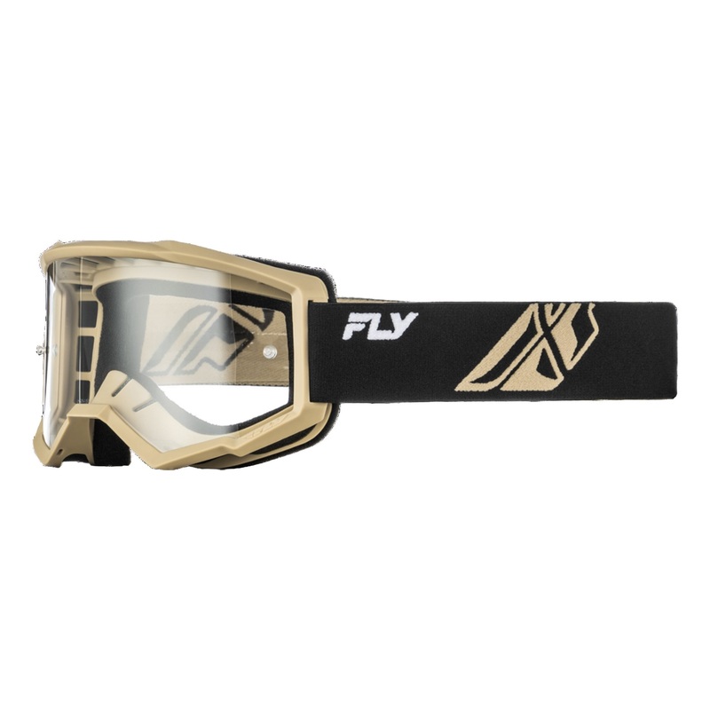 Fly Racing Focus Goggles-Black/Khaki With Clear Lens Youth