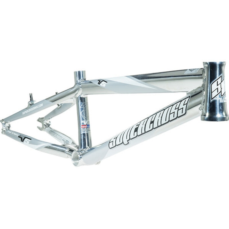 Supercross Envy V5 BMX Race Frame-Mirror Polished/Grey-White Stickers Mini