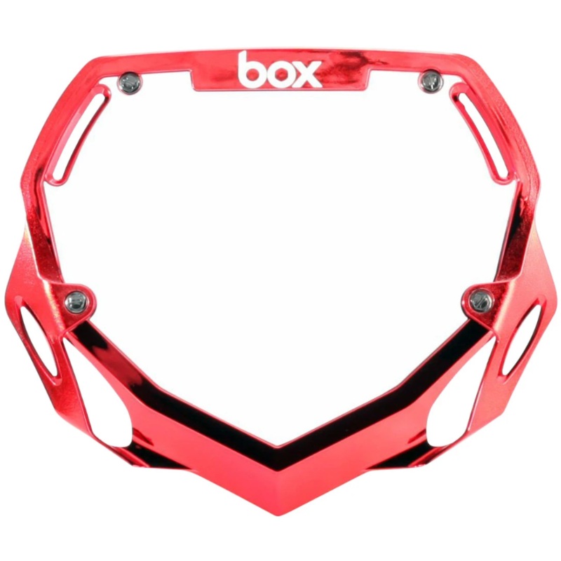 Box Two Number Plate Chrome Red/Large