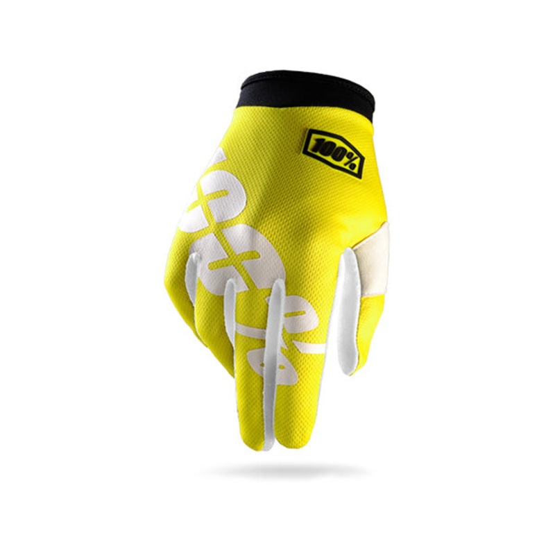 100% ITrack BMX Race Gloves-Neon Yellow Youth Small