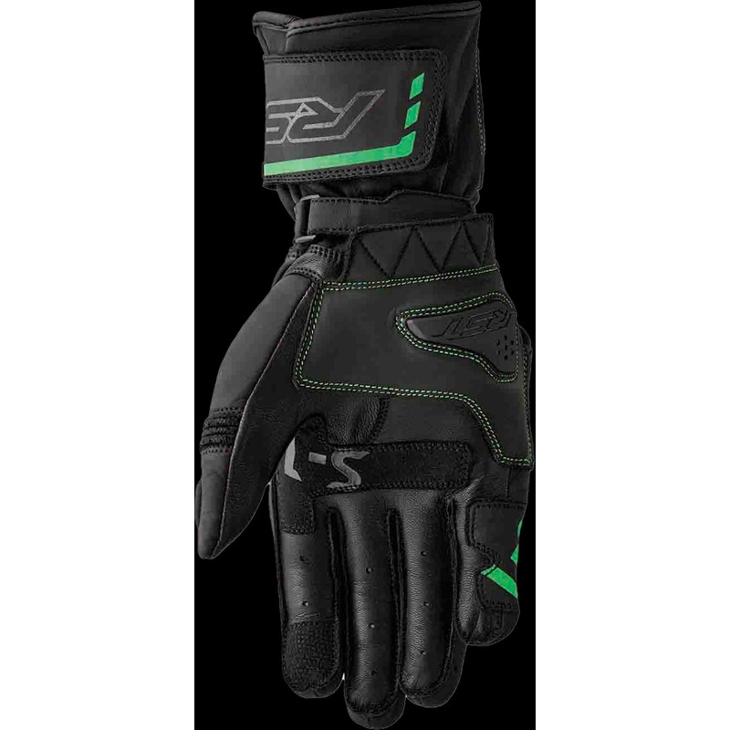 RST S1 D3o Glove Blk/Flo-Green Leather Md Black/Fluorescent Green Medium