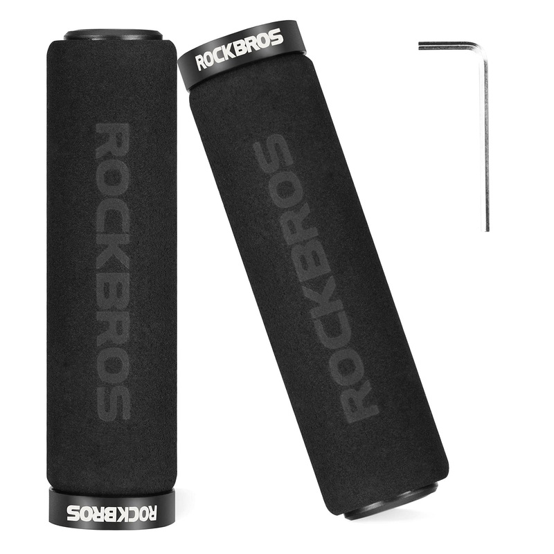 ROCKBROS Bike Grips Foam Single Lock on Bicycle  Soft Comfortable Non-Slip Bike Handle Grips Black-Black