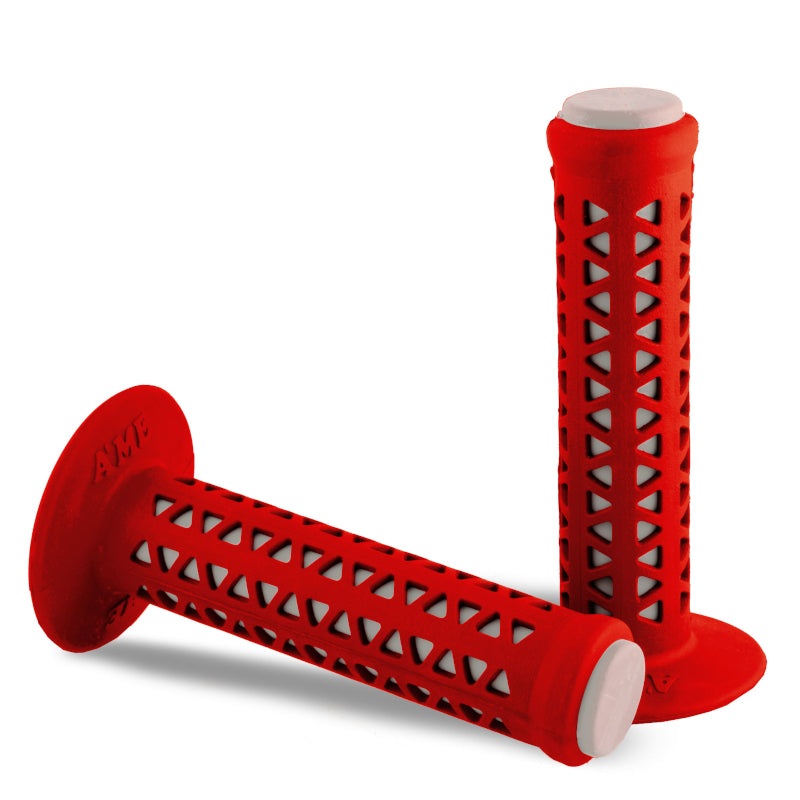 AME Unitron re-issue retro BMX grips – Flanged – Red over White – Made in the USA
