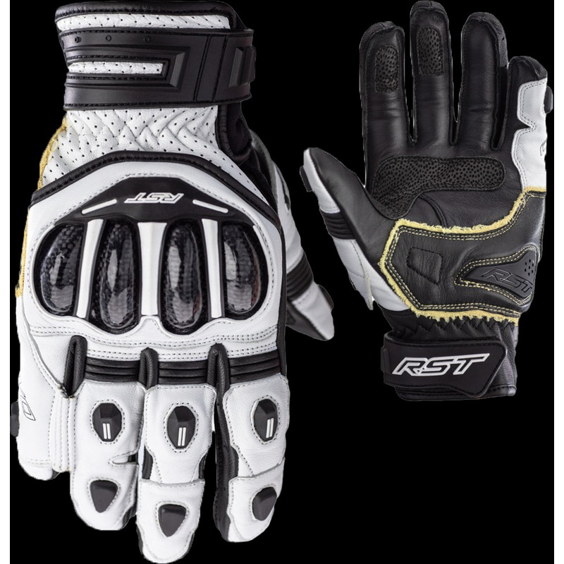 RST Tractech Evo 4 Short Ce Glove White/White/Black Lg White/White/Black 10