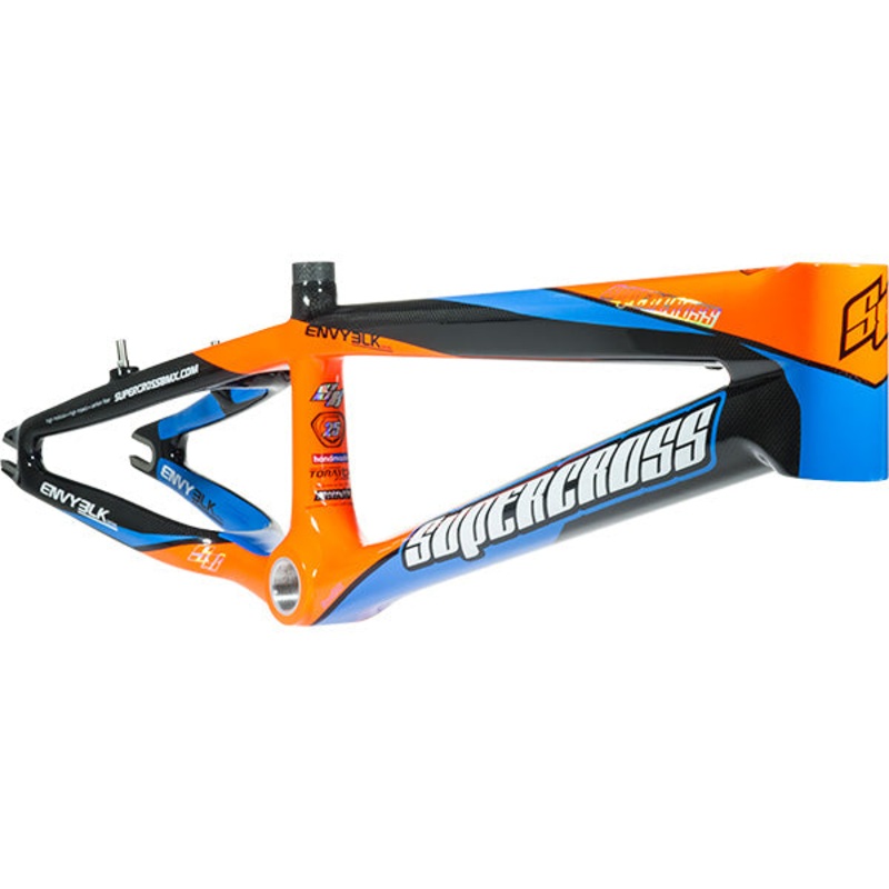 Supercross Envy BLK Carbon Fiber BMX Race Frame-Carbon/Cyan/Orange Pro